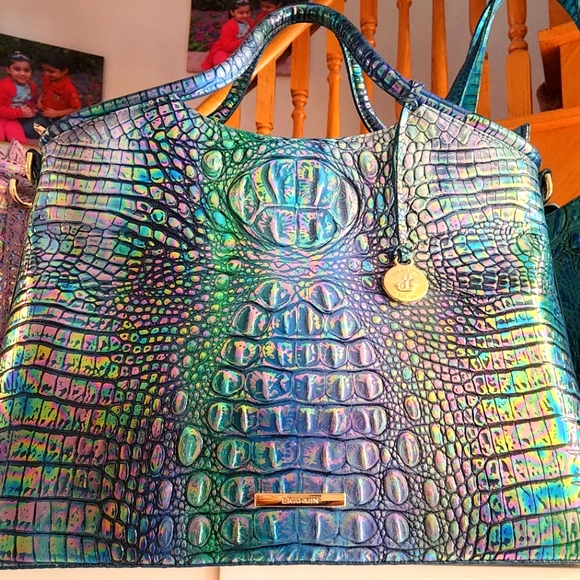 Brahmin Elaine Satchels Violet Wonderland & Blue Topaz Available - Picture 2 of 4